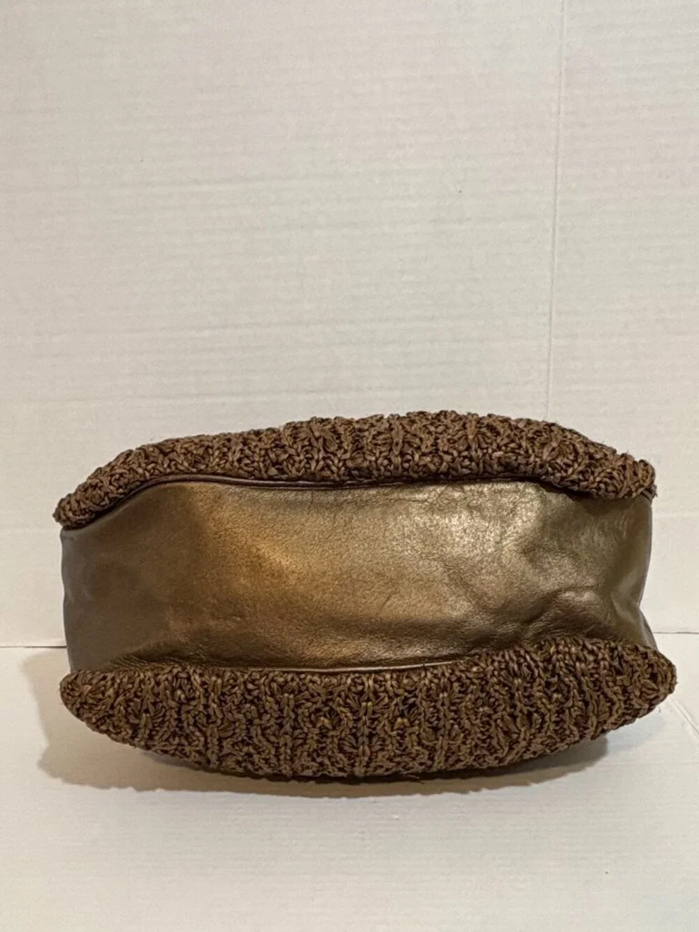 Carlos Falchi Bronze Knit Satchel Purse All Season LIKE NEW
